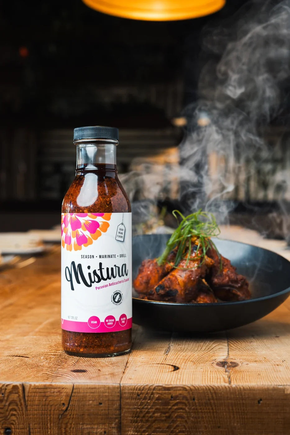 Mistura Peruvian sauce served with chicken wings